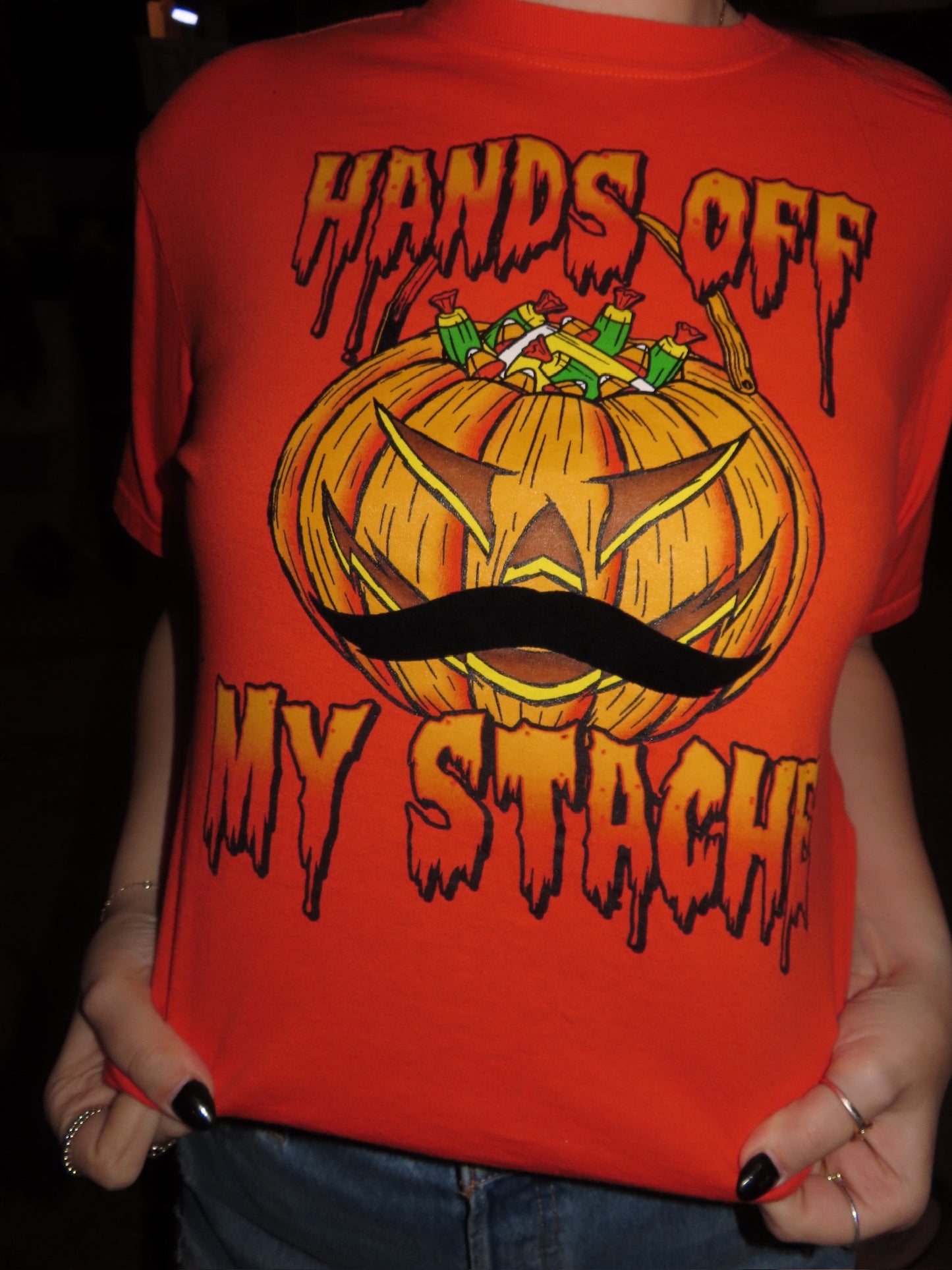 "hands off my stache" tee