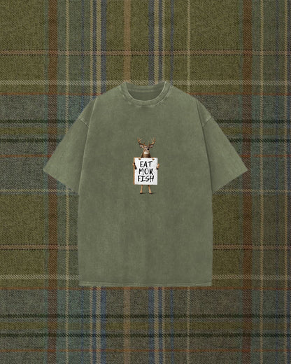 “eat mor fish” og tee