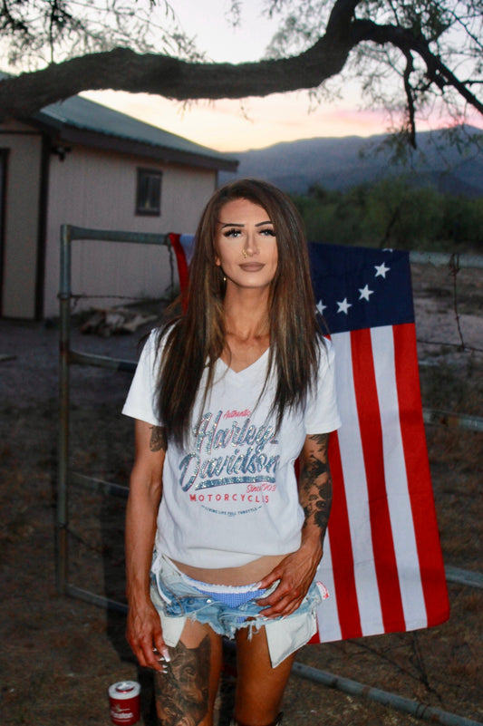 "red, white, & Harley" tee