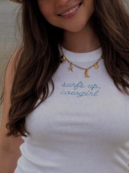 "ocean front property" charm necklace