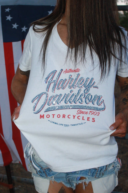 "red, white, & Harley" tee