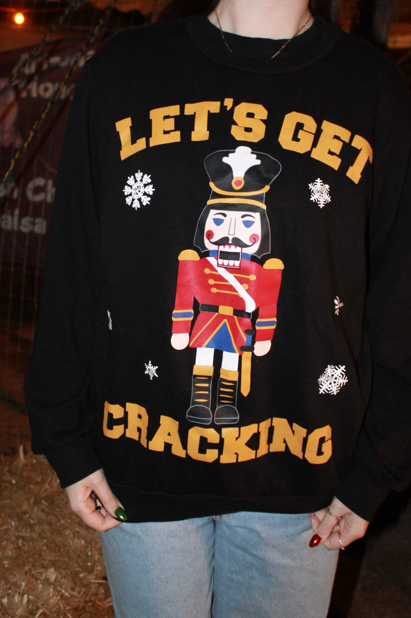 "let's get cracking" pullover